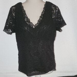 Notations Black Lace V-Neck Blouse
